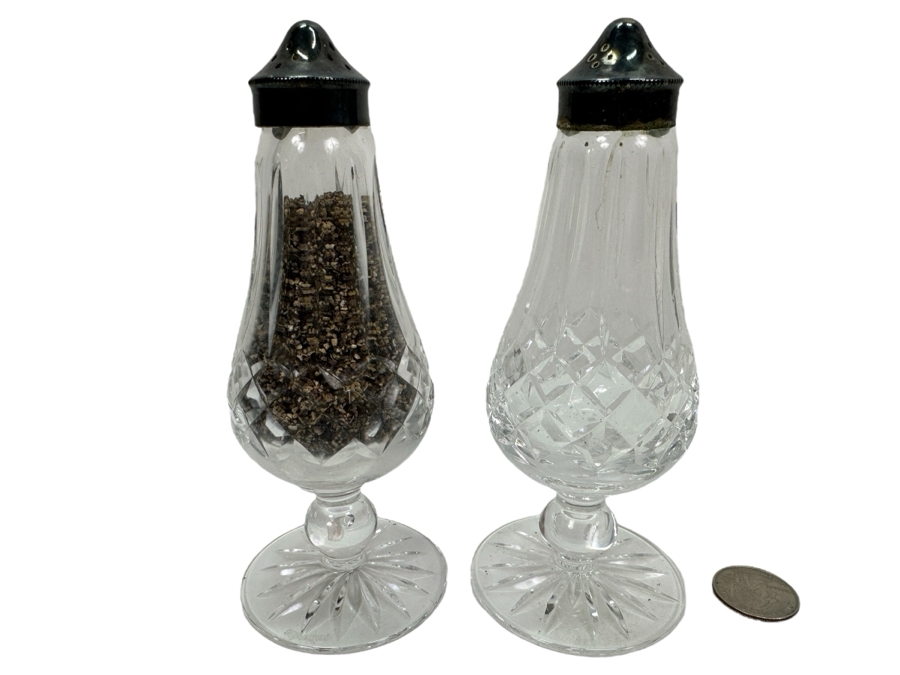 Waterford Crystal Footed Salt & Pepper Shakers 6.25'H