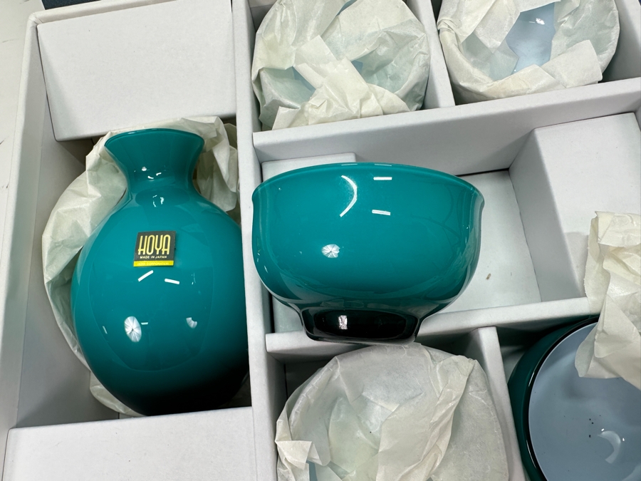 New Japanese Hoya Crystal Sake Set With Box [Photo 4]