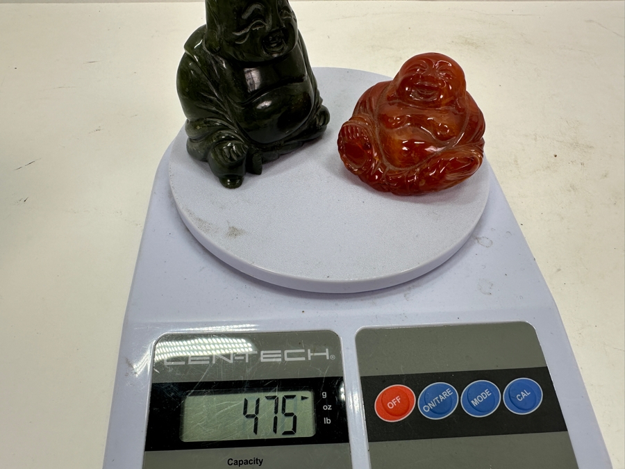 Pair Of Vintage Carved Stone Happy Buddhas 3'H 475g [Photo 9]