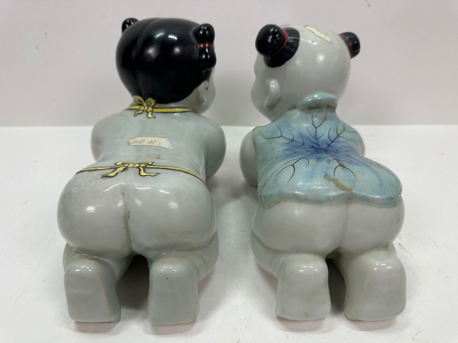 Pair Of Vintage Chinese Porcelain Opium Pillows Headrests 9'W X 6'H [Photo 10]