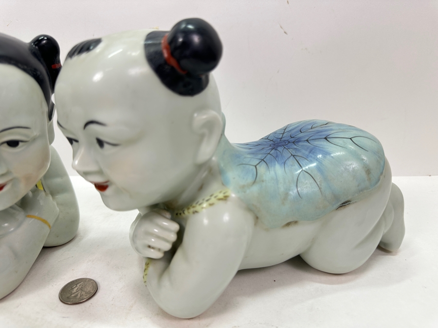 Pair Of Vintage Chinese Porcelain Opium Pillows Headrests 9'W X 6'H [Photo 3]