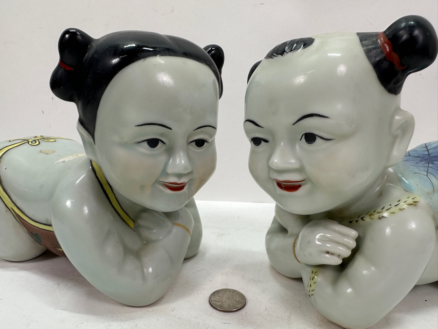 Pair Of Vintage Chinese Porcelain Opium Pillows Headrests 9'W X 6'H [Photo 5]