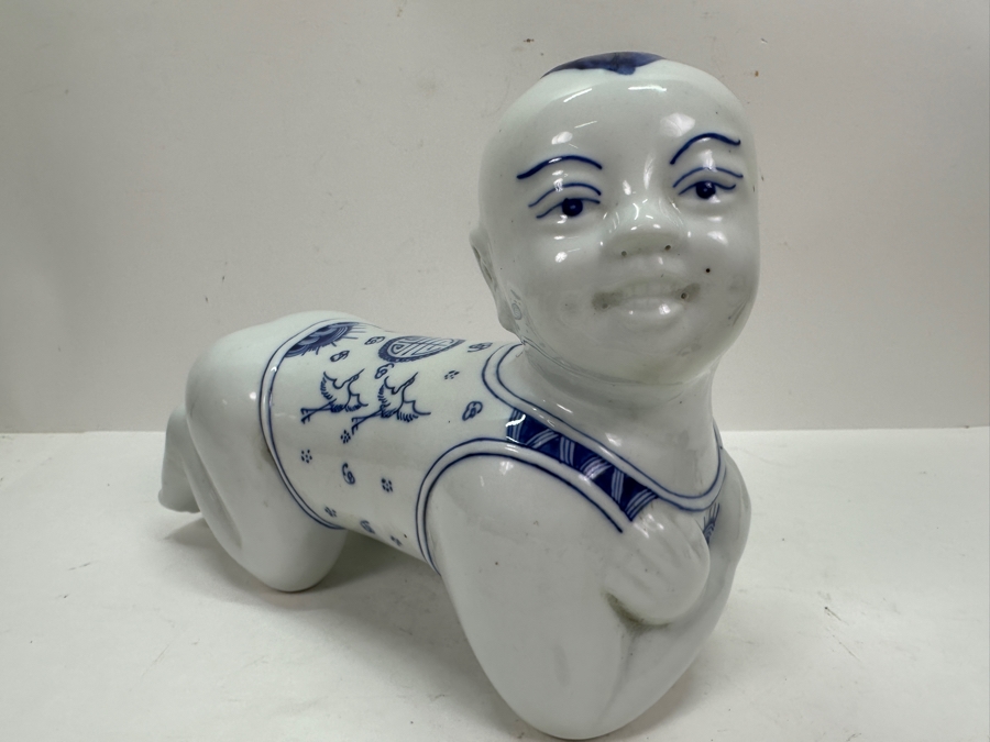 Large Chinese Blue & White Porcelain Opium Pillow Headrest 12L X 9H [Photo 5]