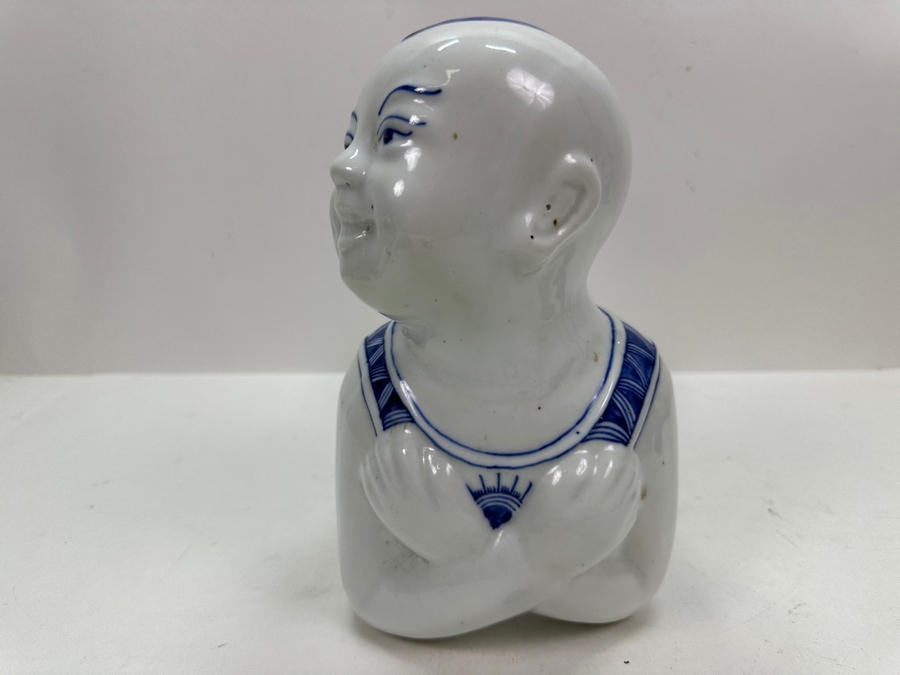 Large Chinese Blue & White Porcelain Opium Pillow Headrest 12L X 9H [Photo 6]