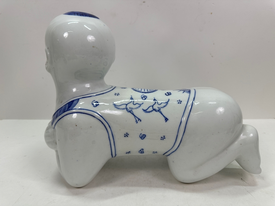 Large Chinese Blue & White Porcelain Opium Pillow Headrest 12L X 9H [Photo 7]