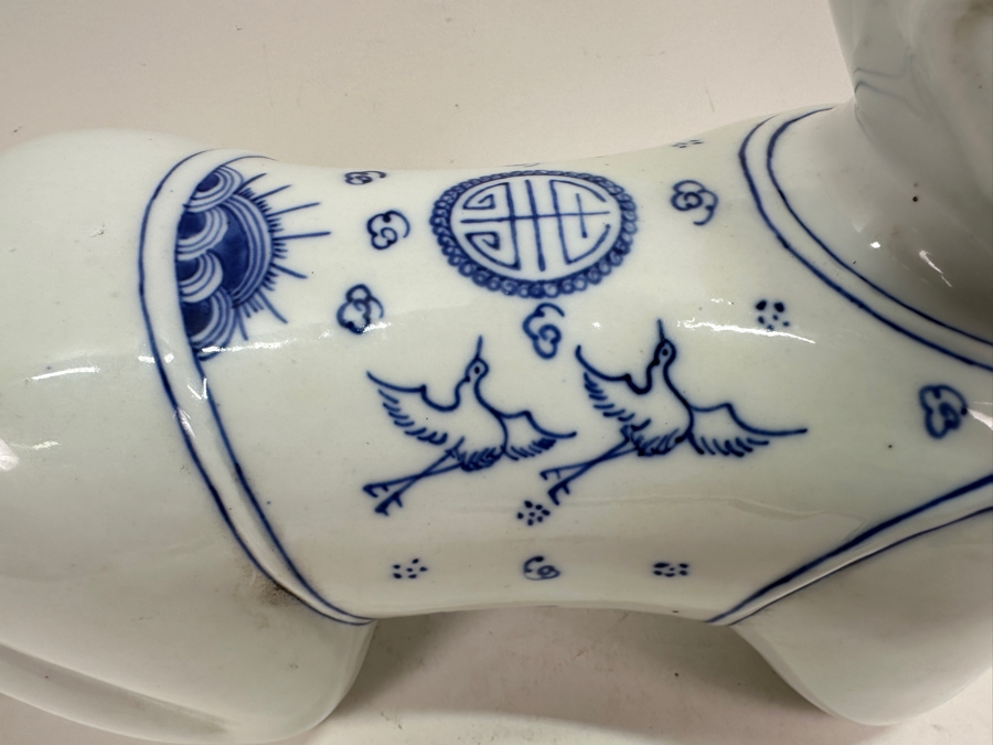 Large Chinese Blue & White Porcelain Opium Pillow Headrest 12L X 9H [Photo 4]