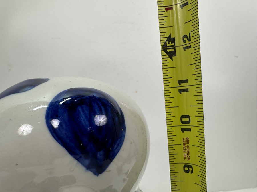 Vintage Chinese Blue & White Porcelain Boy With Koi Fish Figurine Large 12'W X 7'D X 11.5'H [Photo 14]