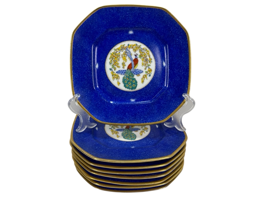 (8) Hand Painted Limoges France Peacock Plates 8.5'W [Photo 1]