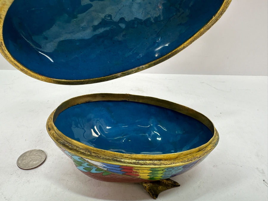 Vintage Chinese Cloisonne Duck Box 6.5W X 6H [Photo 6]