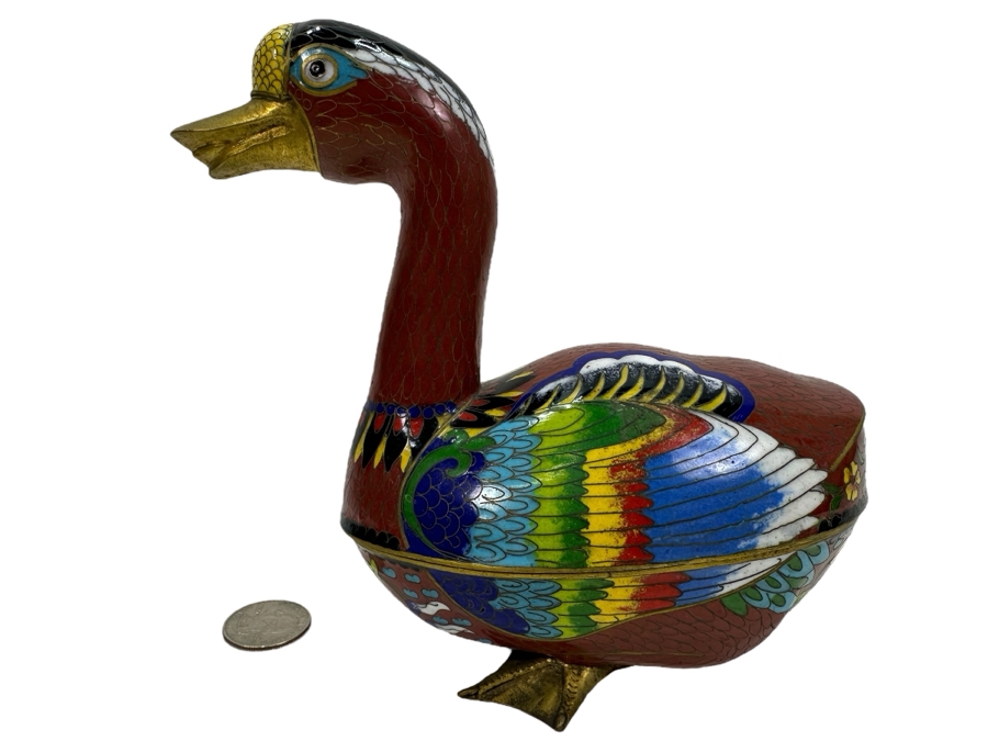 Vintage Chinese Cloisonne Duck Box 6.5W X 6H [Photo 1]