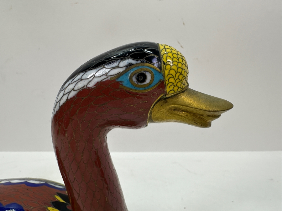 Vintage Chinese Cloisonne Duck Box 6.5W X 6H [Photo 5]