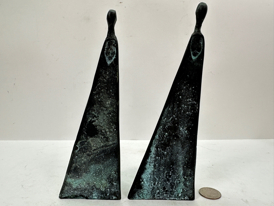 Pair Of Woman Sculptures In Manner Of Sydney Kumalo (1935-1988, South Africa) 7.75'H [Photo 2]