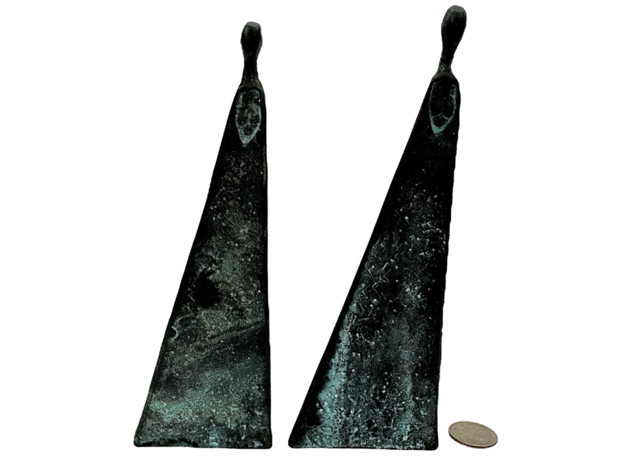 Pair Of Woman Sculptures In Manner Of Sydney Kumalo (1935-1988, South Africa) 7.75'H [Photo 1]