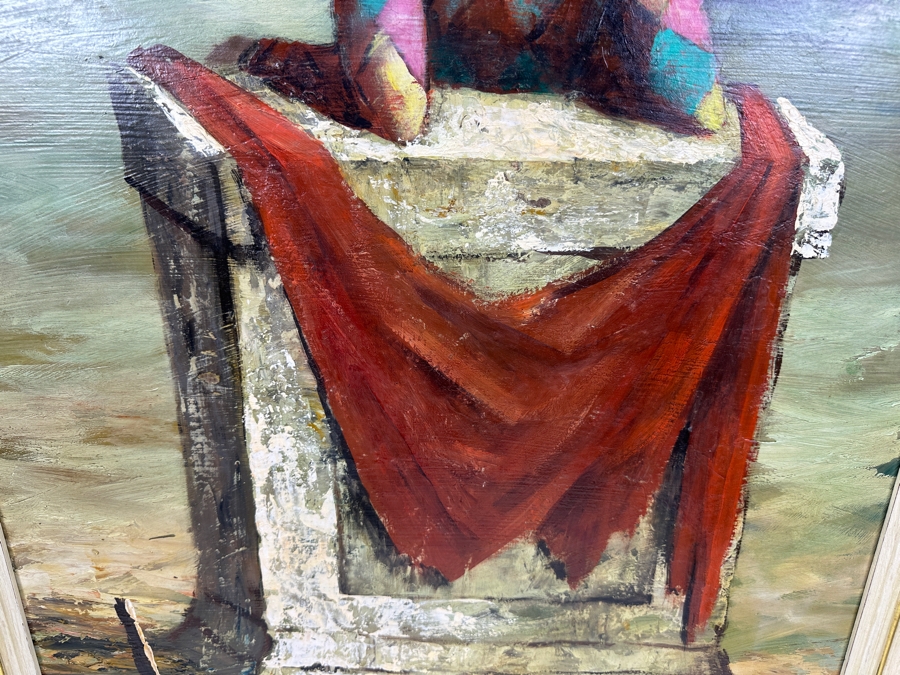 Harold Stephenson (1908-1974, American) Original Oil Painting Of Jester On Board Signed Abruzzi 24 X 36 Framed 29 X 41 [Photo 4]