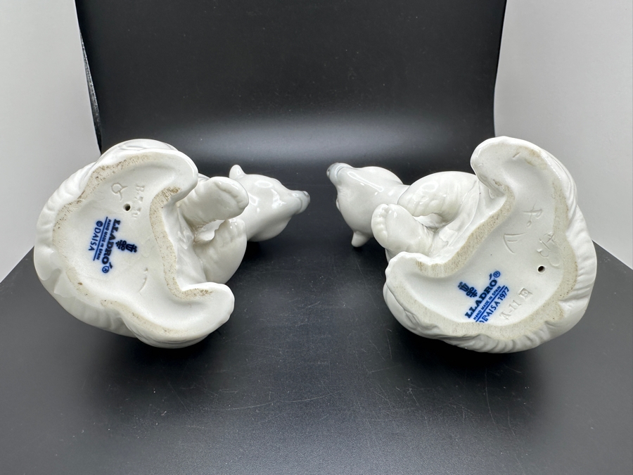 Lladro 'Resting Polar Bear' #1208, 'Attentive Polar Bear' #1207 and 'Seated Polar Bear' #1209 Porcelain Figurines 4-4.5'H [Photo 7]