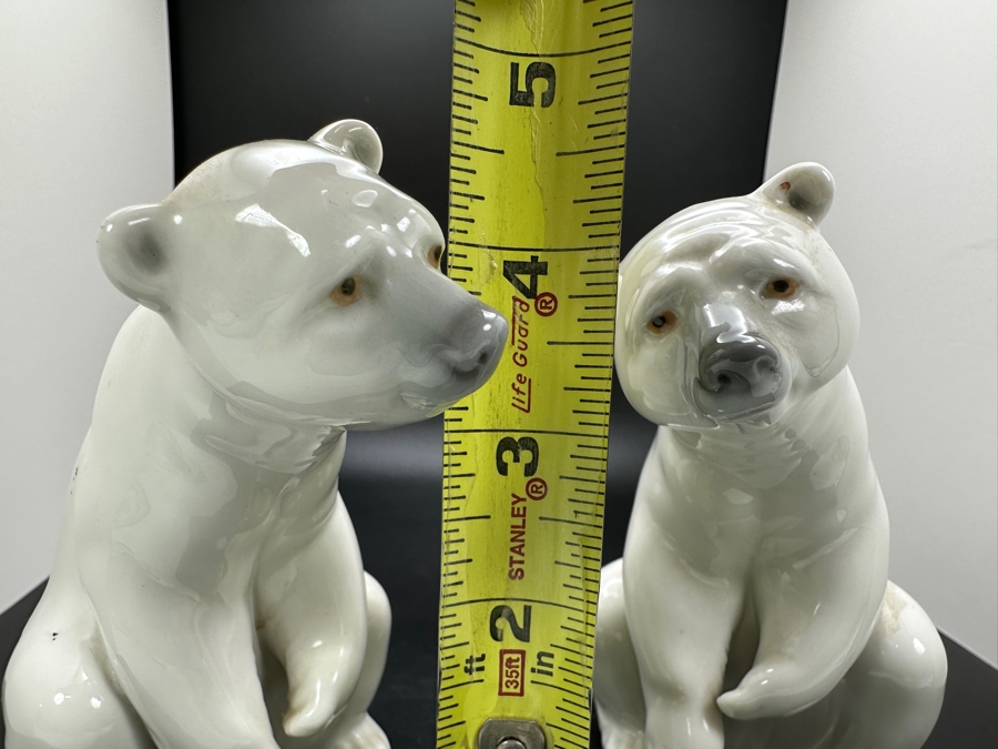 Lladro 'Resting Polar Bear' #1208, 'Attentive Polar Bear' #1207 and 'Seated Polar Bear' #1209 Porcelain Figurines 4-4.5'H [Photo 8]