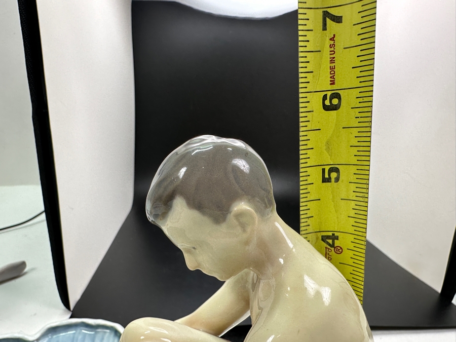 Bing & Grondahl 'Young Man on Tray' Porcelain Figurine #1660 5.5'H  [Photo 9]