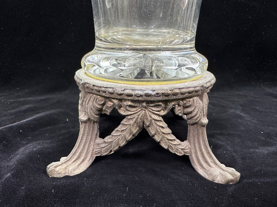 Vintage Mid-Century Lovensky & Lovensky Crystal Brass Footed Vase 10.5'H [Photo 4]