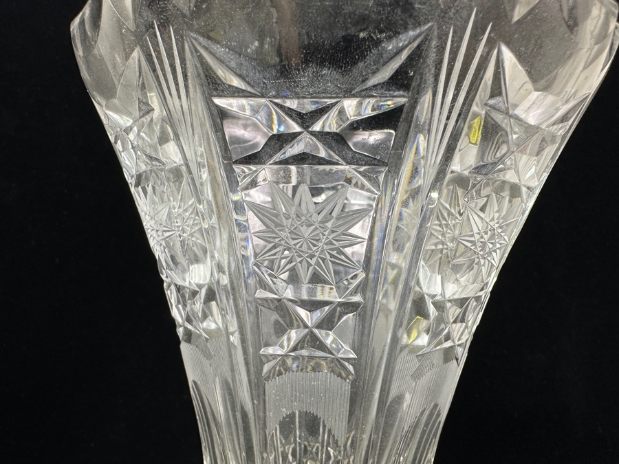 Vintage Mid-Century Lovensky & Lovensky Crystal Brass Footed Vase 10.5'H [Photo 3]