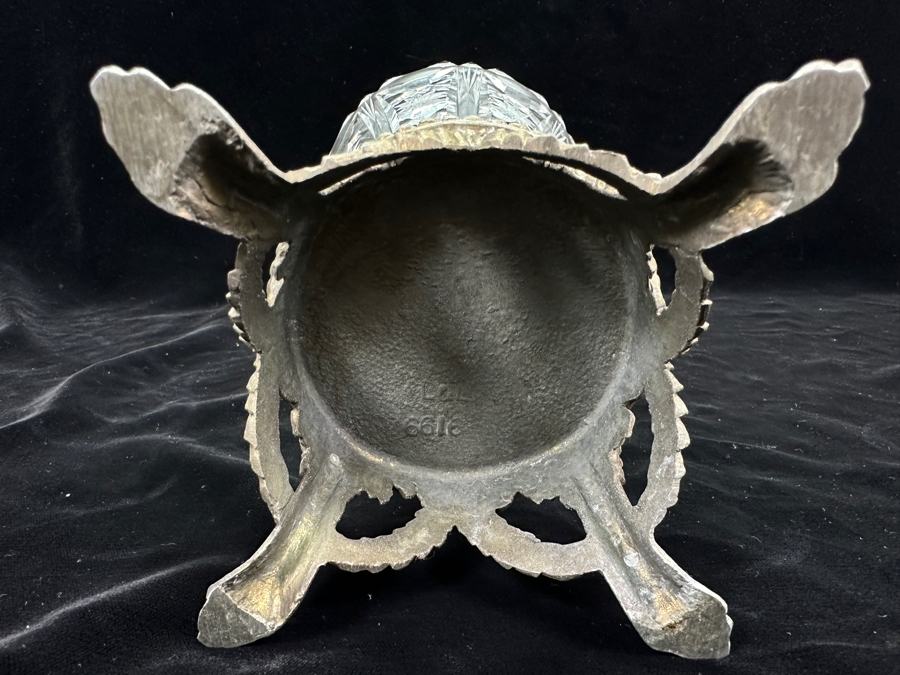 Vintage Mid-Century Lovensky & Lovensky Crystal Brass Footed Vase 10.5'H [Photo 7]