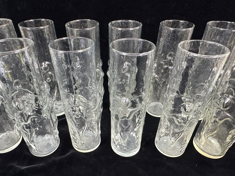(12) Vintage 1970s 'La Femme' Highball Glasses By Libbey Glass Co. With Embossed Female Figures 8.75'H [Photo 5]