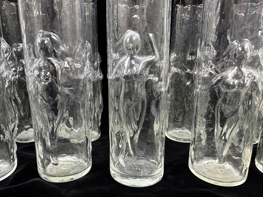 (12) Vintage 1970s 'La Femme' Highball Glasses By Libbey Glass Co. With Embossed Female Figures 8.75'H [Photo 3]