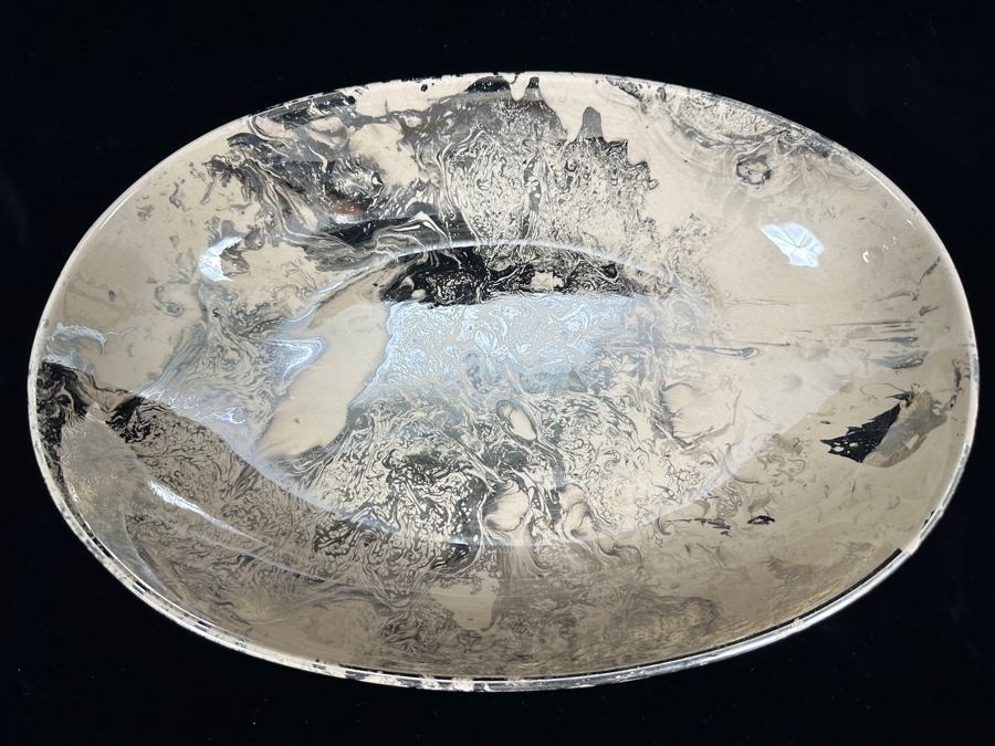 Vintage Mid-Century Sascha Brastoff California Pottery Serving Bowl 14W X 9.5D X 2.25H