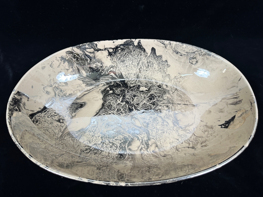 Vintage Mid-Century Sascha Brastoff California Pottery Serving Bowl 14W X 9.5D X 2.25H [Photo 3]