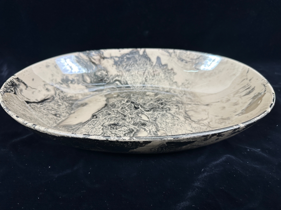 Vintage Mid-Century Sascha Brastoff California Pottery Serving Bowl 14W X 9.5D X 2.25H [Photo 4]