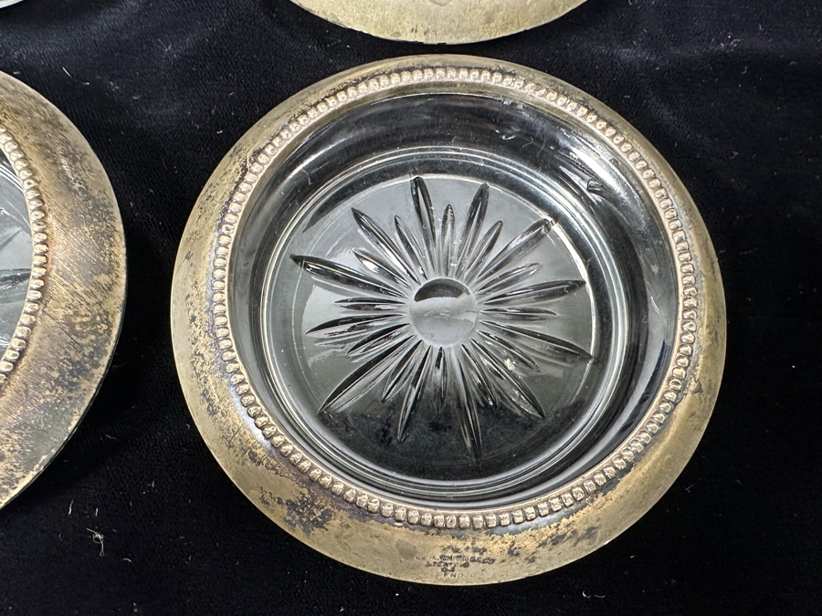 (9) Vintage Sterling Silver & Glass 4' Drink Coasters [Photo 6]