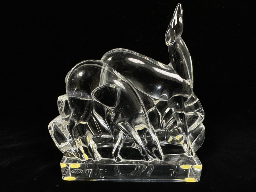 Baccarat France Crystal Gazelles Figurine 5.5W X 5.75H Estimate $260 [Photo 4]