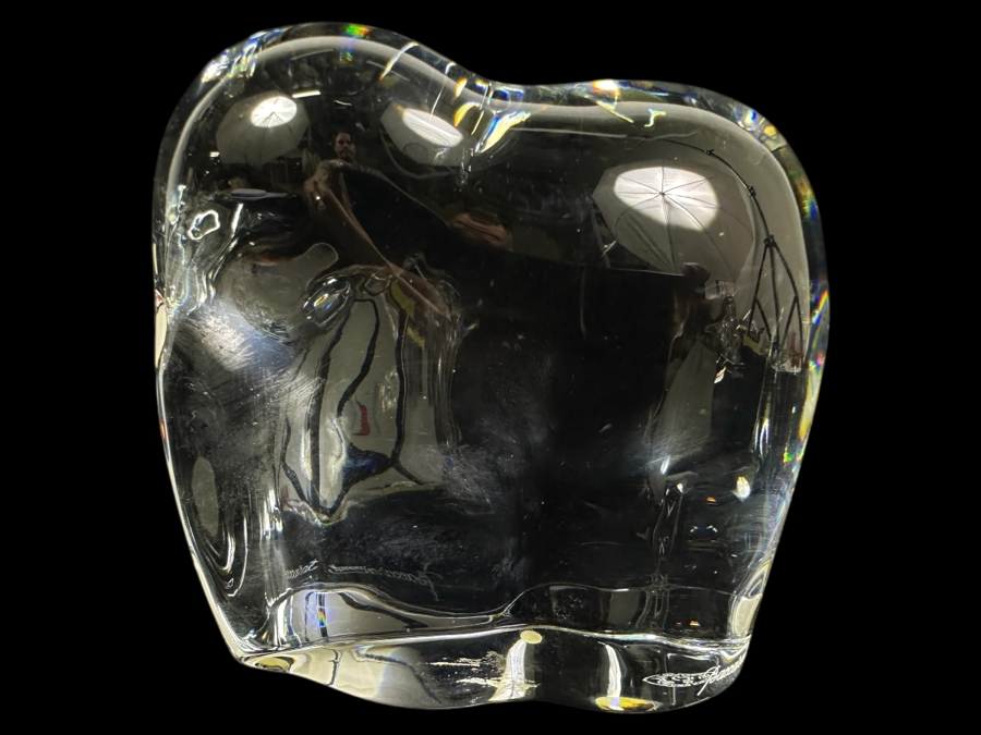 Baccarat France Crystal Large Elephant Figurine 5W X 5H (Has Slight Knick In Back - See Photos)