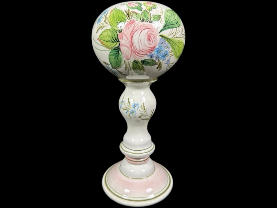 Vintage Italian Hand Painted Porcelain Hat Wig Stand 11'H