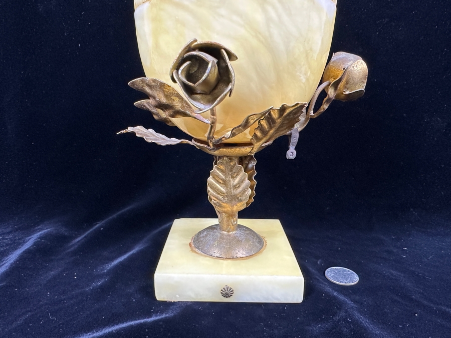 Alabaster Egg-Shaped Container With Ormolu Mounts (Bottom Half Of Egg Near Rim Has Been Repaired - See Photos) 11.5'H [Photo 3]