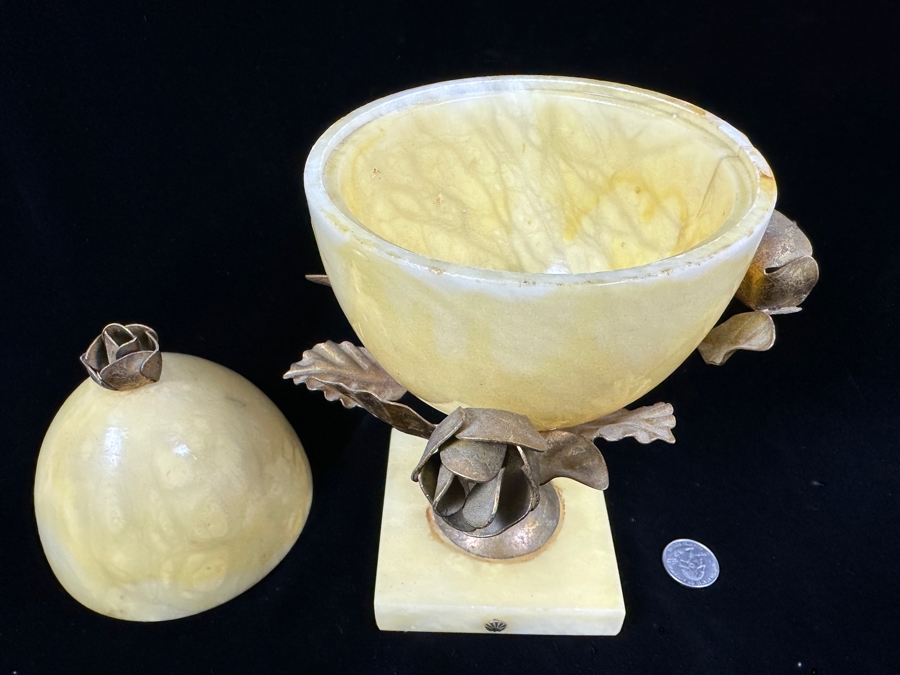 Alabaster Egg-Shaped Container With Ormolu Mounts (Bottom Half Of Egg Near Rim Has Been Repaired - See Photos) 11.5'H [Photo 8]