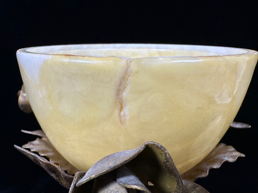 Alabaster Egg-Shaped Container With Ormolu Mounts (Bottom Half Of Egg Near Rim Has Been Repaired - See Photos) 11.5'H [Photo 11]