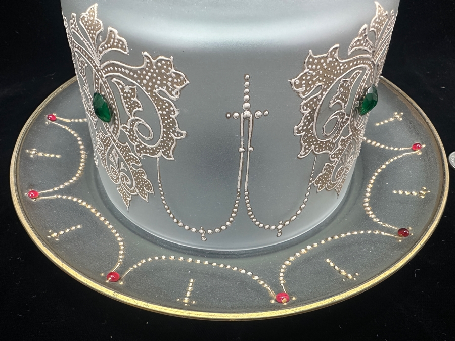 Vintage Hand Decorated Glass Cheese Server Dish 8.5W X 6.5H [Photo 6]