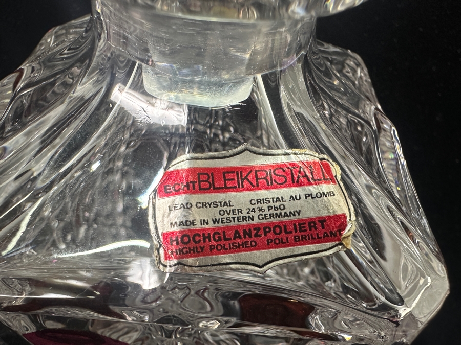 Hofbauer Germany Crystal Liquor Decanter With Ruby Red Accents And Stopper 9'H [Photo 6]