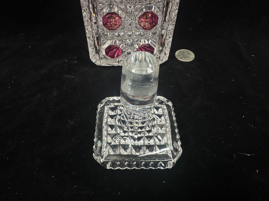 Hofbauer Germany Crystal Liquor Decanter With Ruby Red Accents And Stopper 9'H [Photo 8]