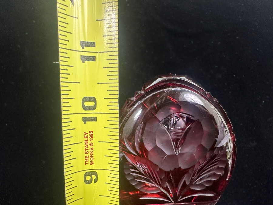 Vintage Ruby Red Cut Crystal Decanter With Stopper 10.5'H [Photo 6]