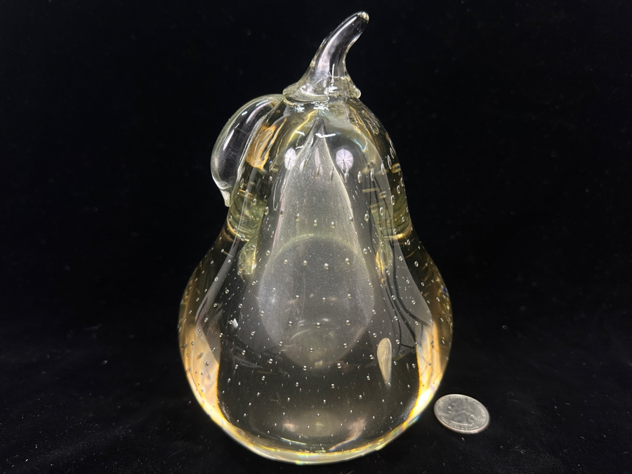 Vintage Hand-Blown Murano Art Glass Pear Paperweight 6.75'H [Photo 2]