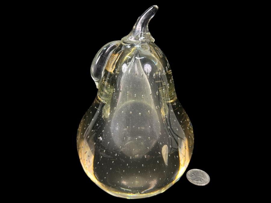 Vintage Hand-Blown Murano Art Glass Pear Paperweight 6.75'H [Photo 1]