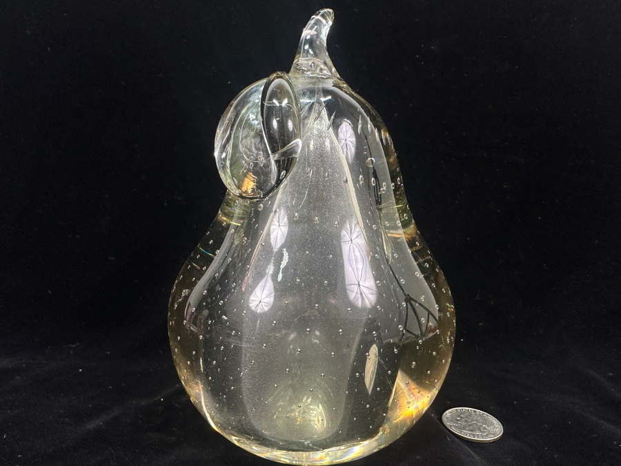 Vintage Hand-Blown Murano Art Glass Pear Paperweight 6.75'H [Photo 4]