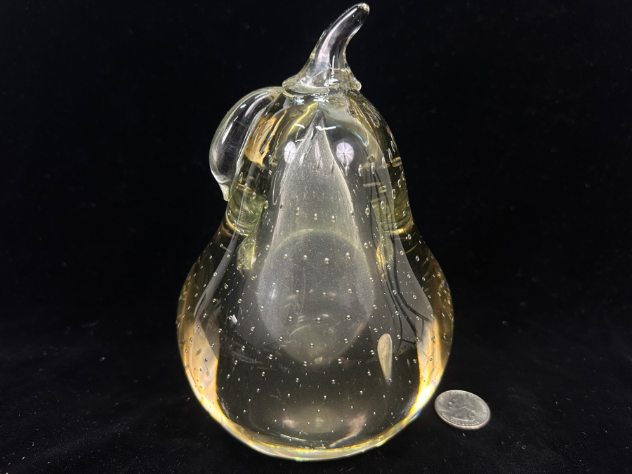 Vintage Hand-Blown Murano Art Glass Pear Paperweight 6.75'H [Photo 3]