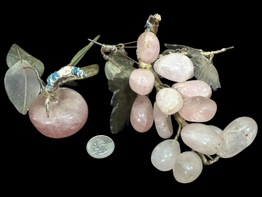 Rose Quartz & Jade Apple And Grapes Fruit Decor [Photo 1]