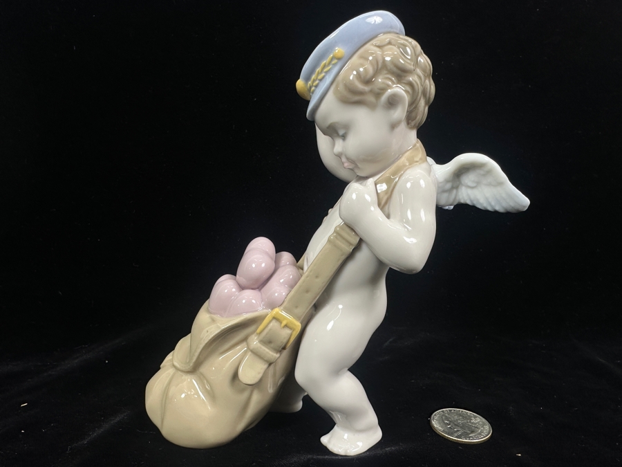 Vintage Lladro 'Love Letters' Porcelain Cupid Figurine #6830 6'H 2001 [Photo 3]
