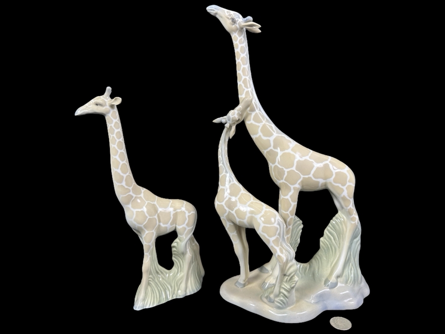 Porcelain Giraffe Figurines by Miquel Requena 10.75' - 14.75'H