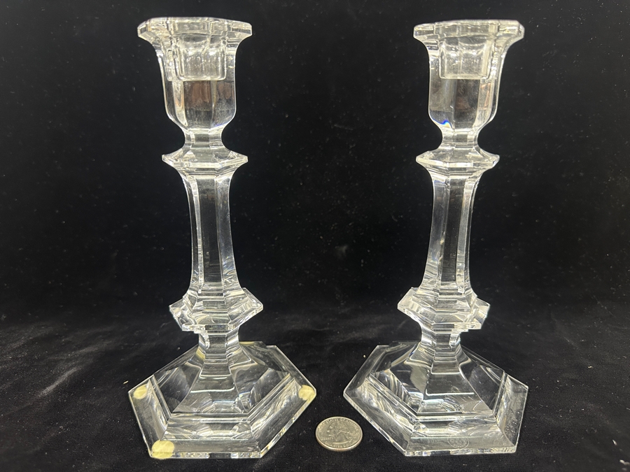 Pair Of Baccarat France Crystal Versailles Candlesticks Candle Holders 8'H [Photo 2]