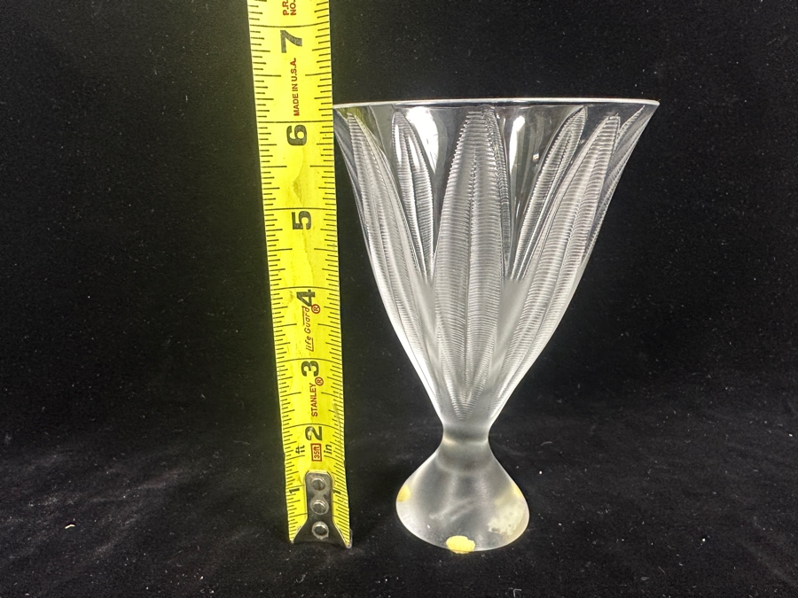 Lalique France Crystal Campanule Frosted Fern Pattern Footed Vase 6 1/8'H [Photo 8]