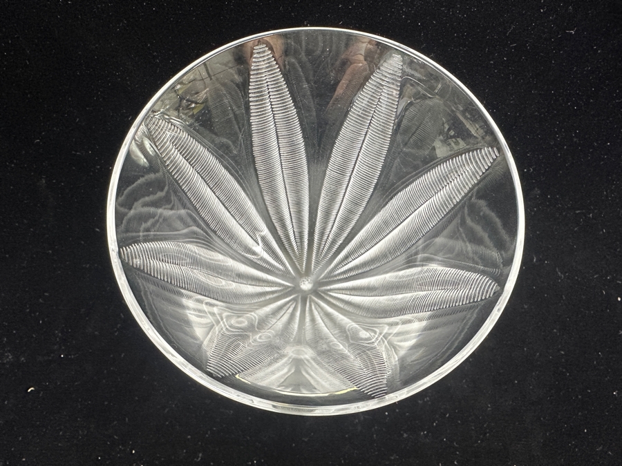 Lalique France Crystal Campanule Frosted Fern Pattern Footed Vase 6 1/8'H [Photo 5]